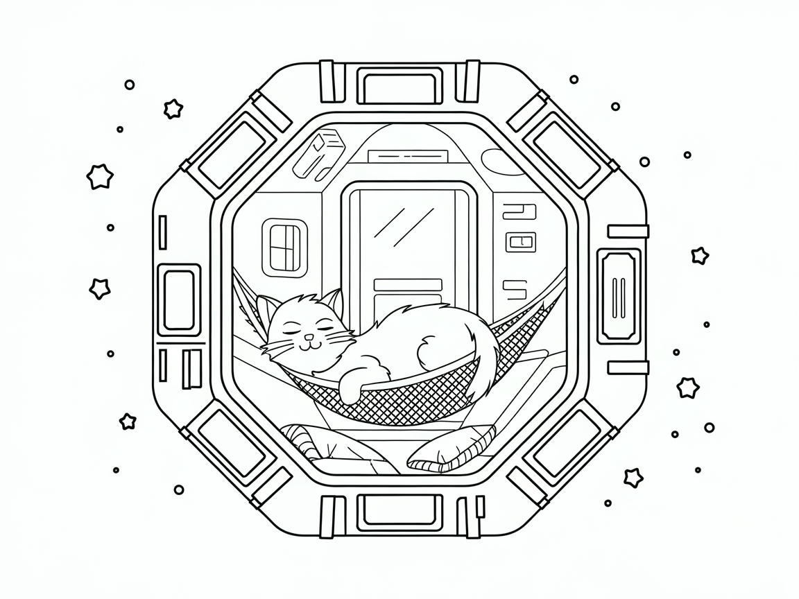 Lounge in Space with a Hammock Cat