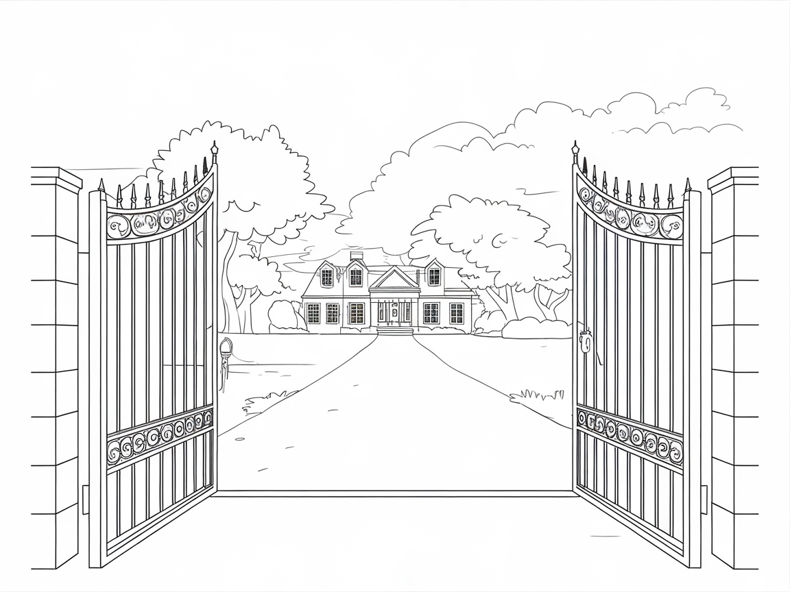 Unlock the Charm of This Mansion Gate Scene