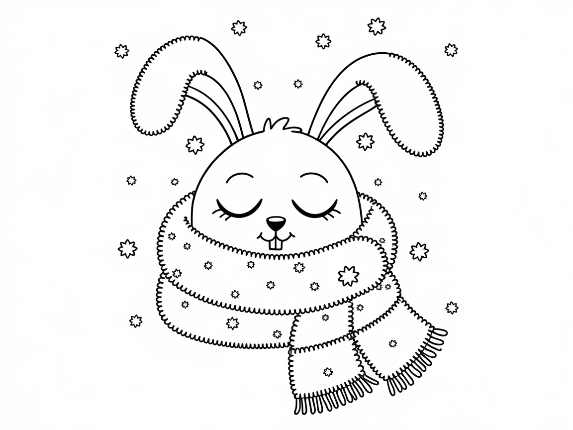 Cozy Bunny Snuggled in a Winter Scarf