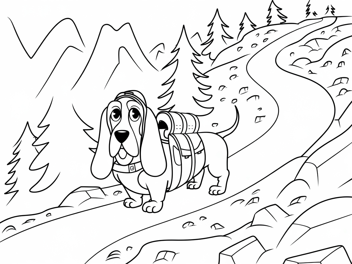 Basset Hound Hiking Adventure in the Mountains