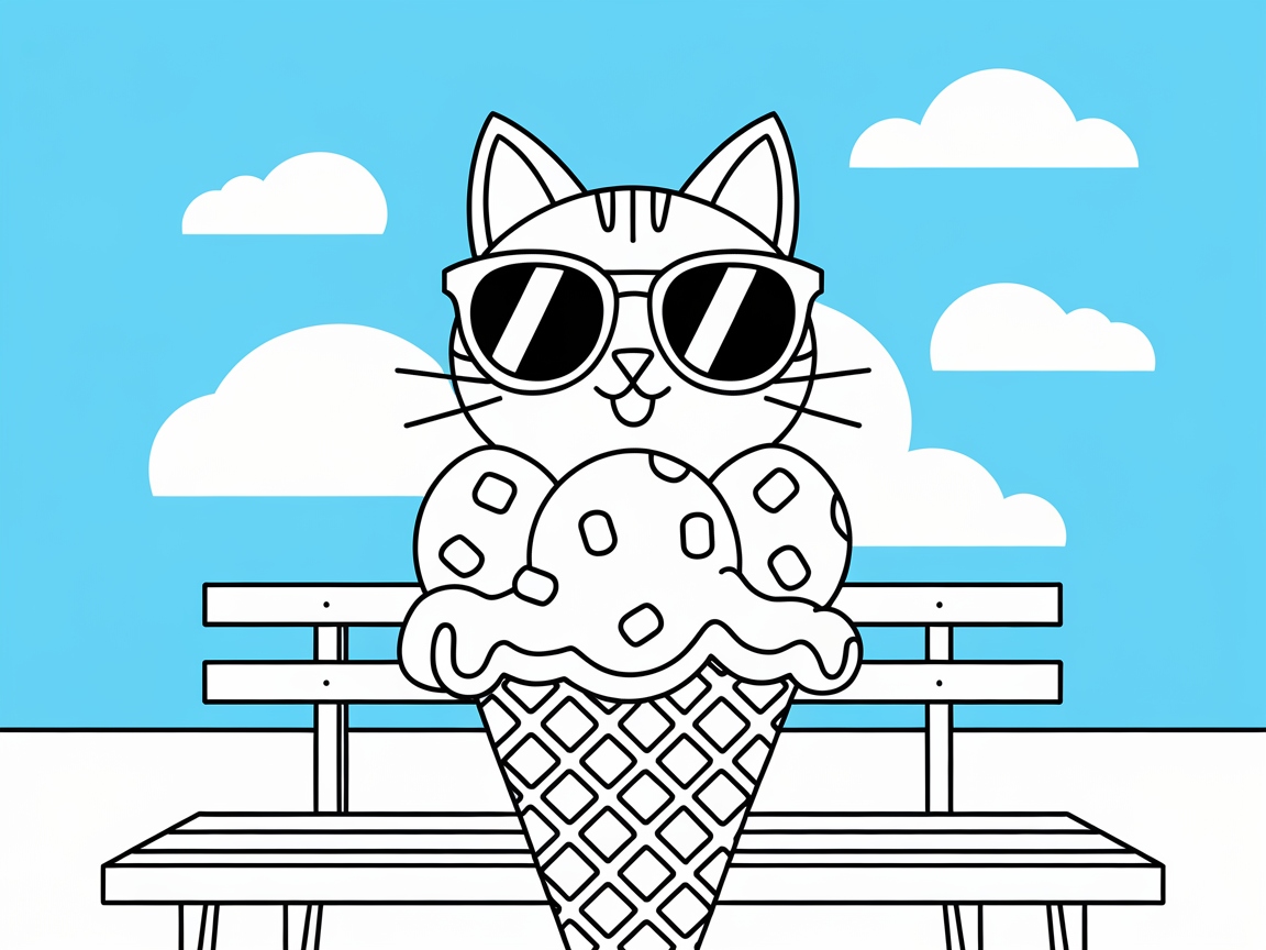 Cool Cat Chilling in an Ice Cream Cone
