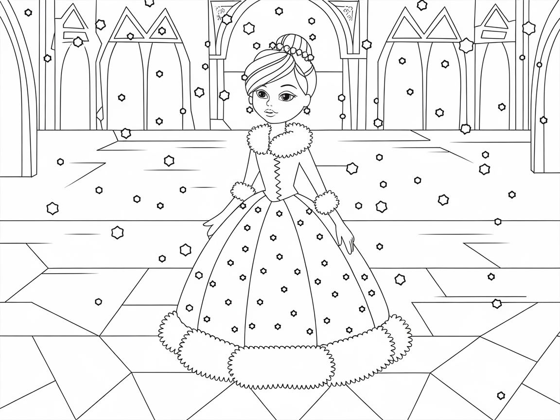 Feel the Winter Magic with This Snow Princess Coloring Page