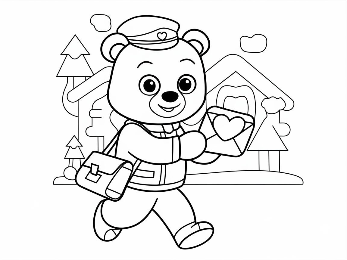 Postman Bear Delivering Heartfelt Mail