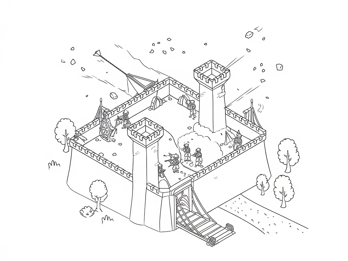 Defend the Fortress with This Battle-Ready Castle Coloring Page