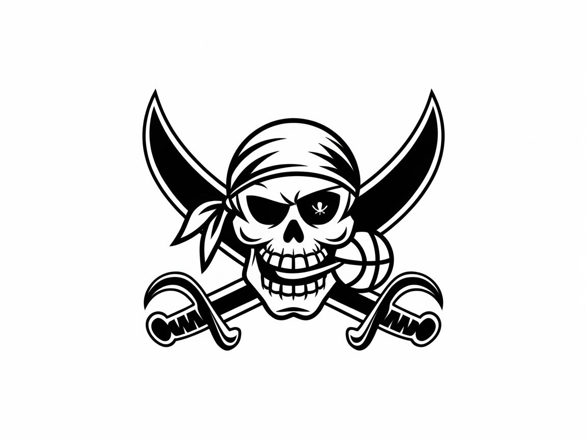 Color the Swashbuckling Pirate Basketball Emblem