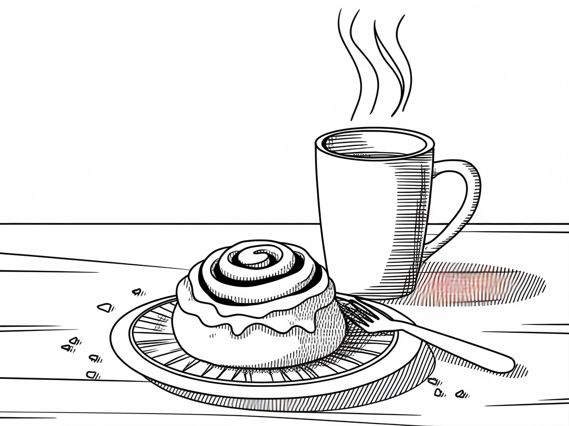 Cinnamon Roll with a Steaming Cup of Comfort