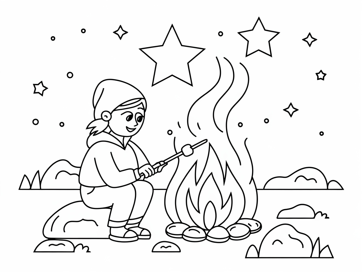 Cozy Up to This Campfire Coloring Page