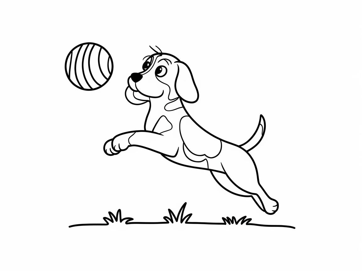 Playful Beagle Chasing a Ball