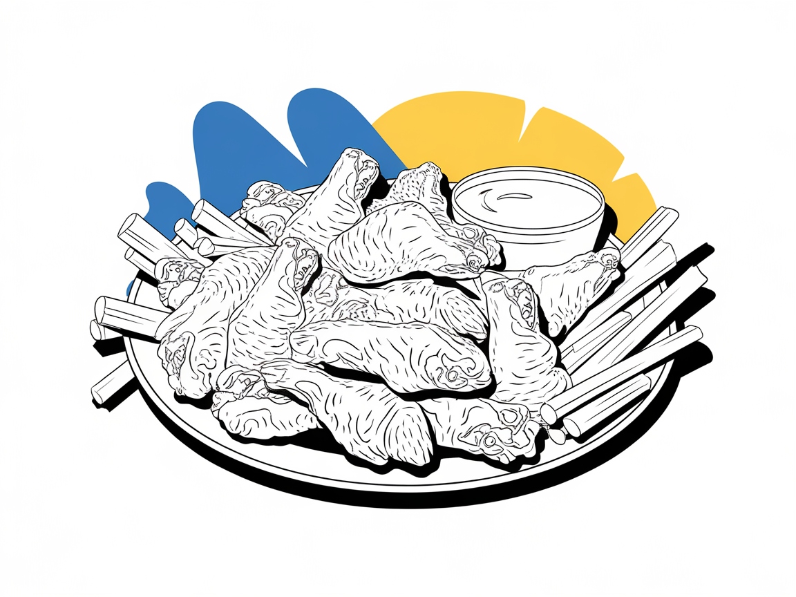 Spice Things Up with This Chicken Wings and Fries Coloring Page