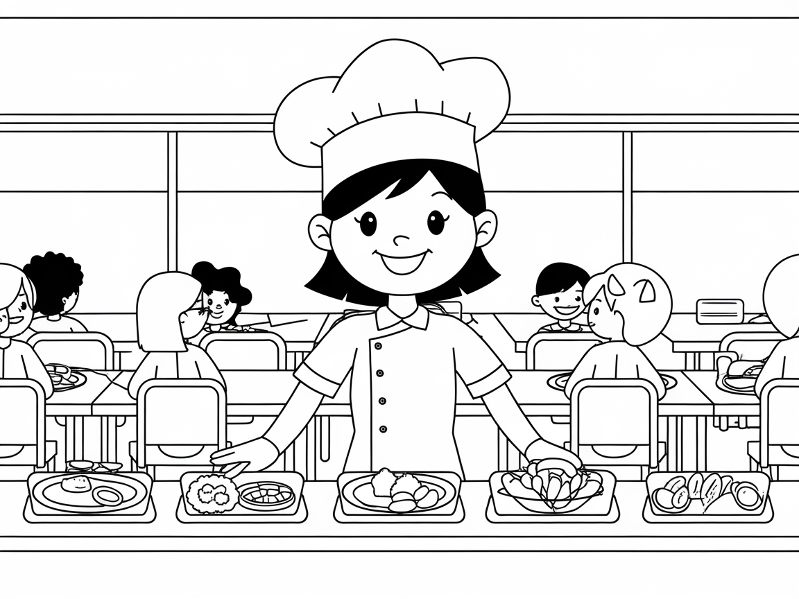 Serve Up Smiles with This School Lunch Chef Coloring Page