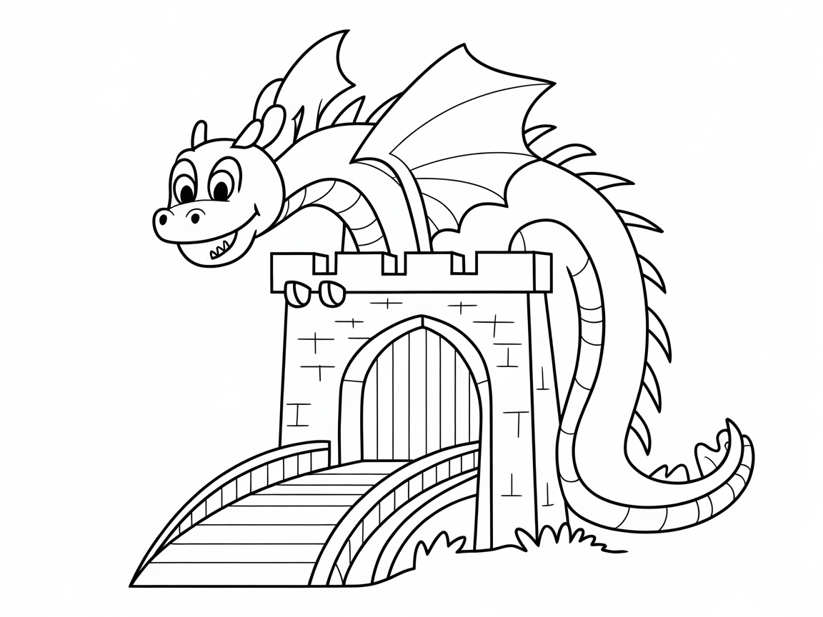 Color a Magical Dragon Guarding the Castle