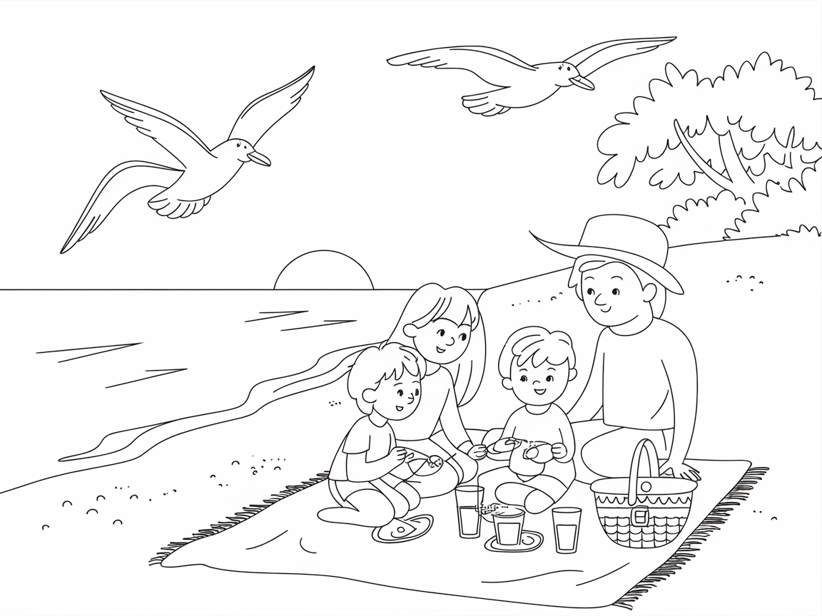 Picnic Perfection with This Coastal Family Scene