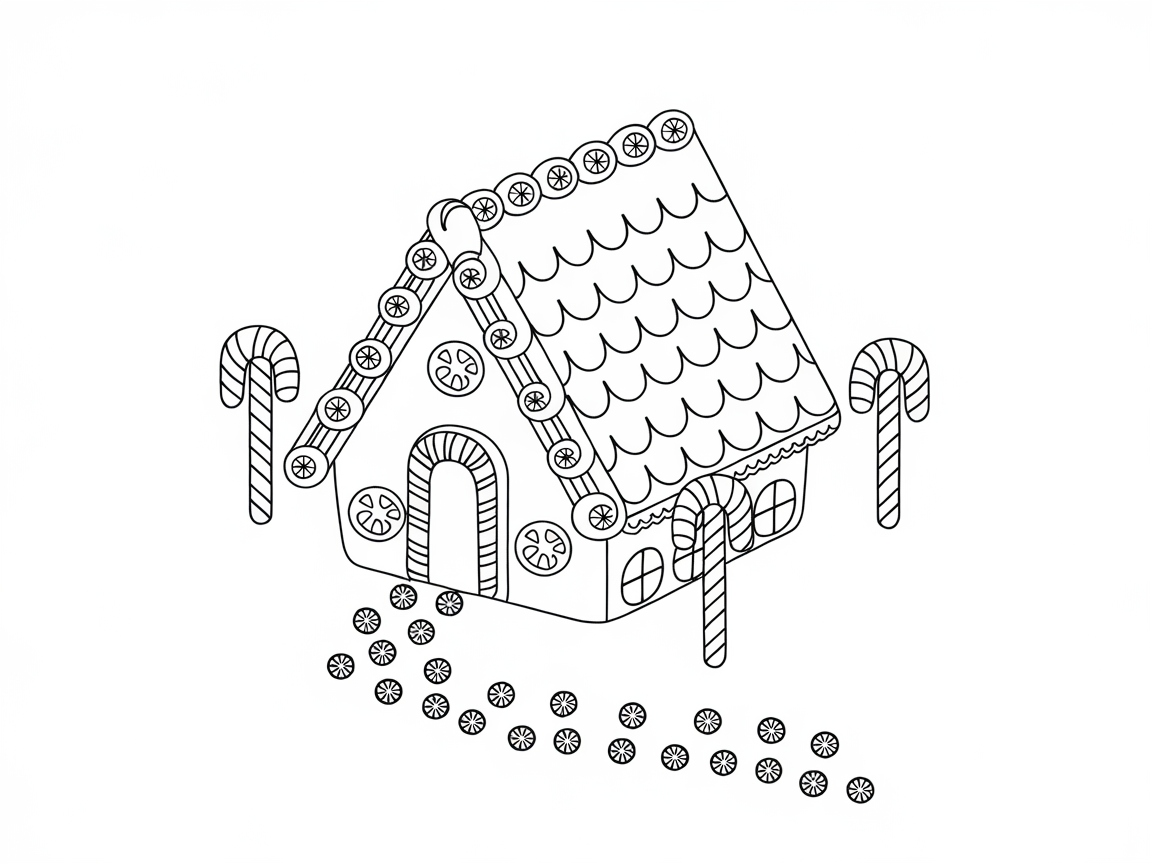 Whimsical Gingerbread House with Candy Canes