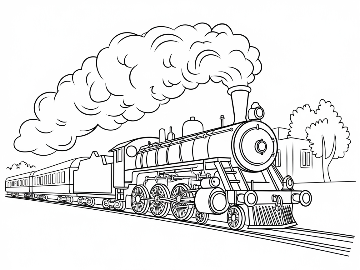 All Aboard the Steam Train Coloring Page
