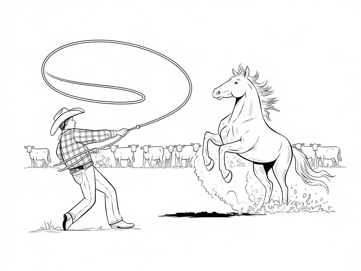 Rodeo Ready: Cowboy Lasso Action