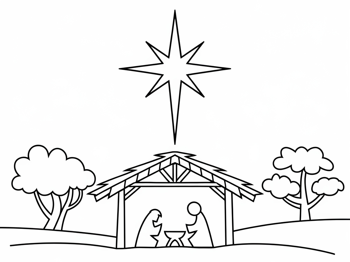 Color the Nativity Under the Christmas Star