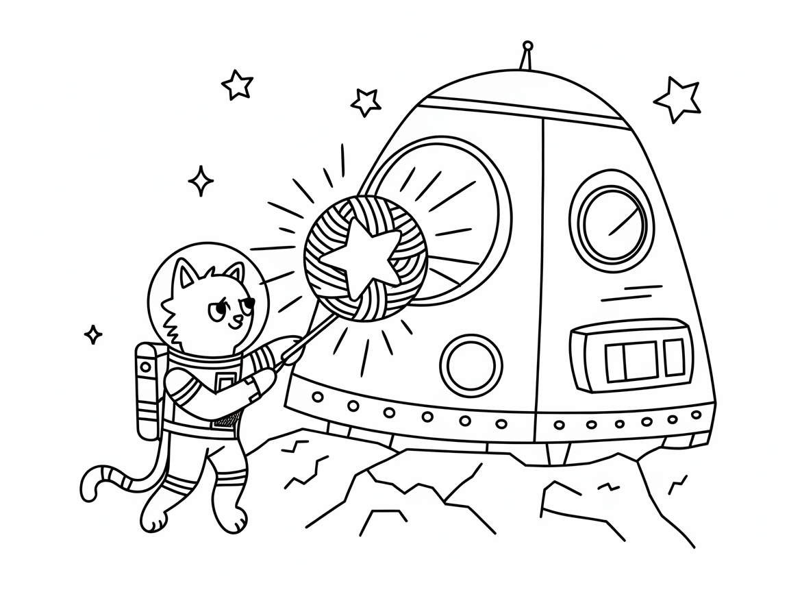 Starry-eyed Explorer Cat on a Mission