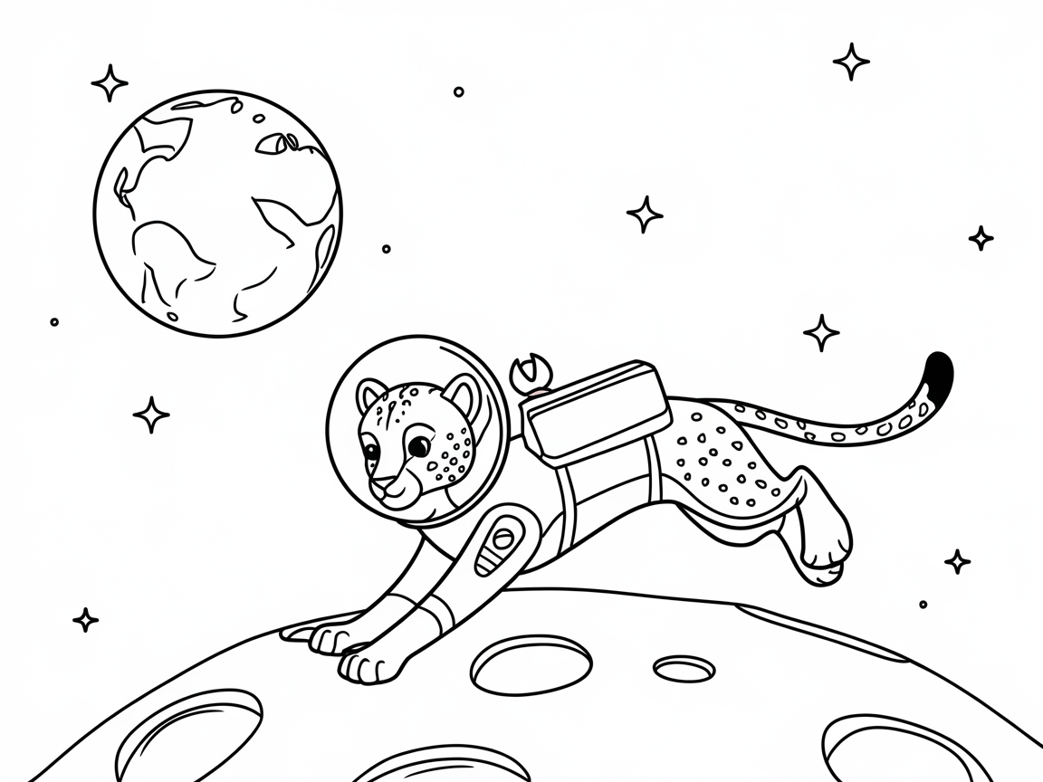 Space Explorer Cheetah on the Moon