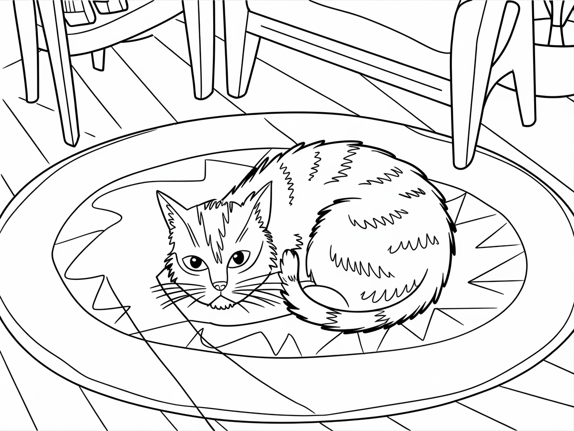Content Cat Enjoying a Cozy Rug