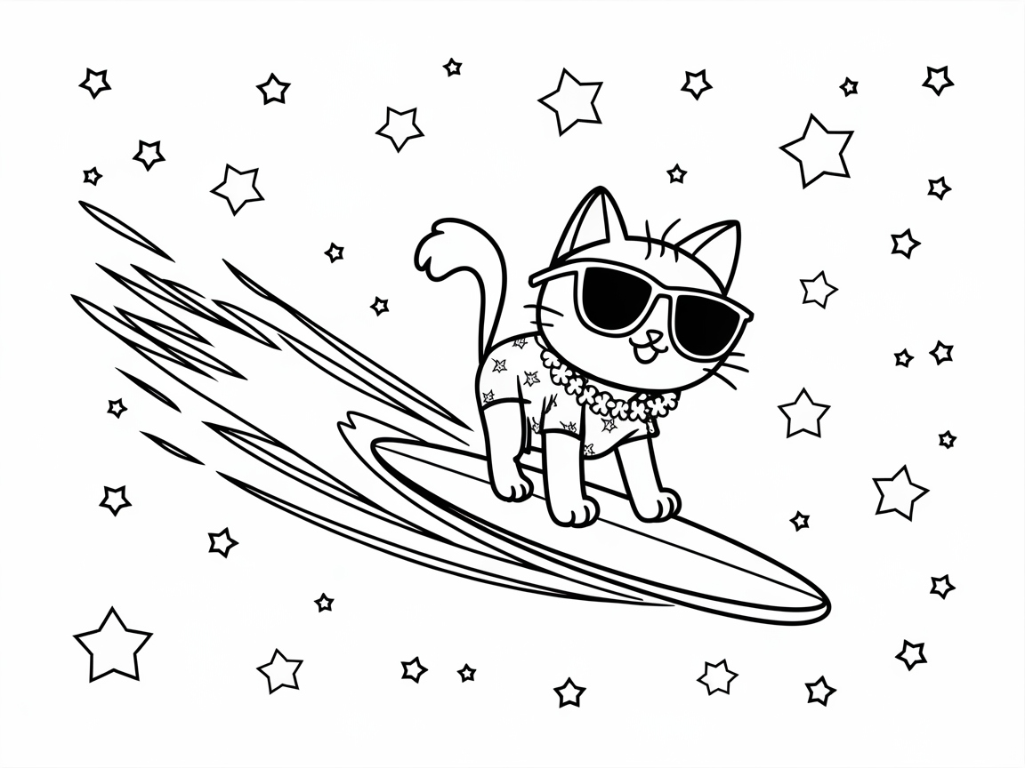 Surf the Cosmos with a Sunglass-Wearing Cat