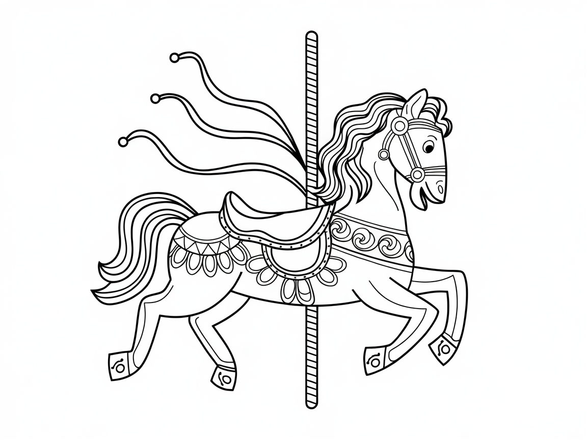 Bring the Fun with This Carousel Horse Coloring Page