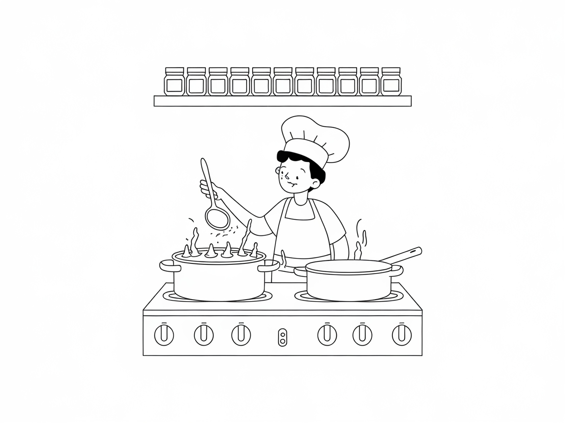 Simmer Up Excitement with This Stove-Top Chef Coloring Page