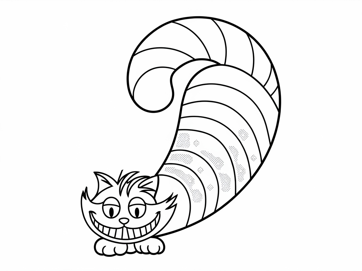 Charming Cheshire Cat with a Swirling Tail
