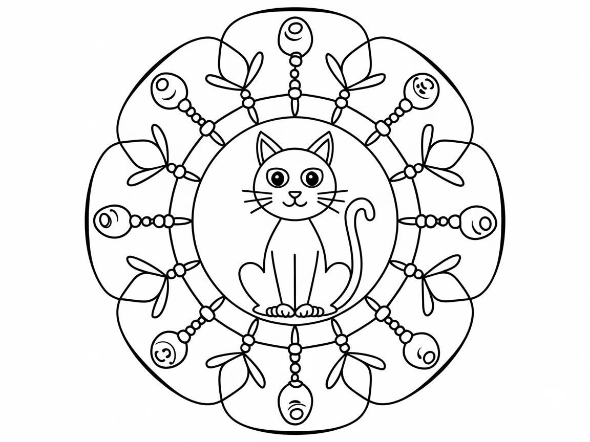 Charming Dragonfly Cat Mandala