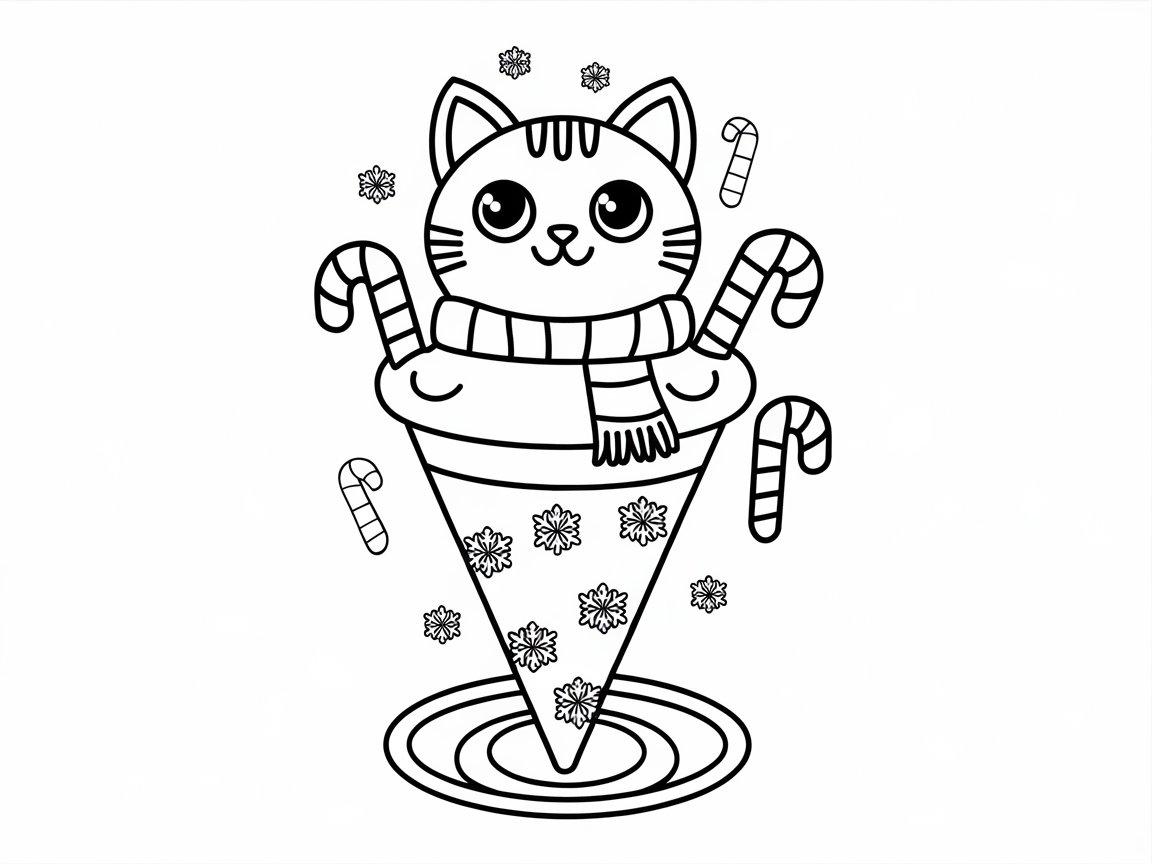 Festive Cat in a Winter Cone Charm