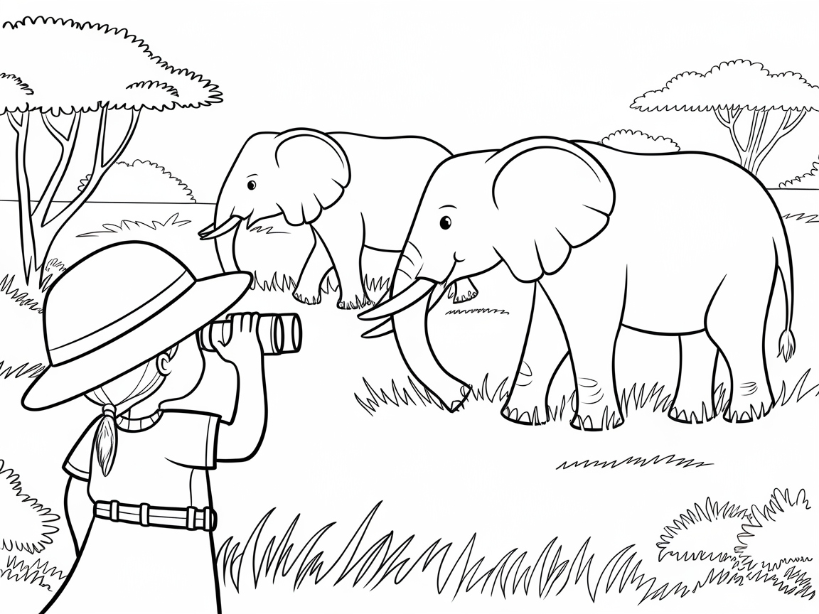 Explore the Savannah with This Adventurous Safari Girl Coloring Page
