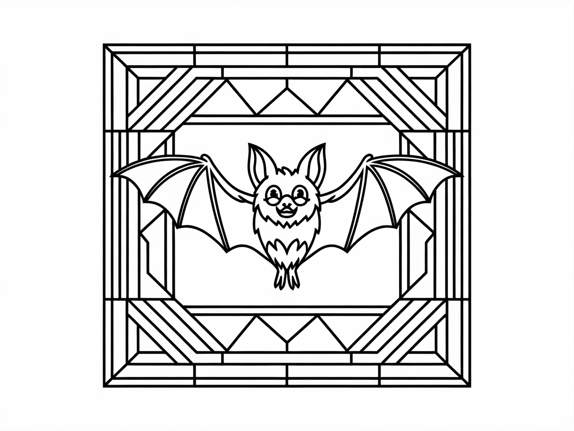 Charming Bat in a Stained Glass Frame