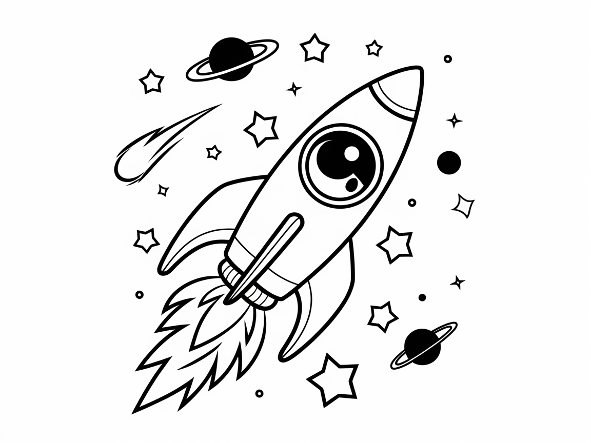 Adventurous Big-Eyed Rocket Soaring Through Space