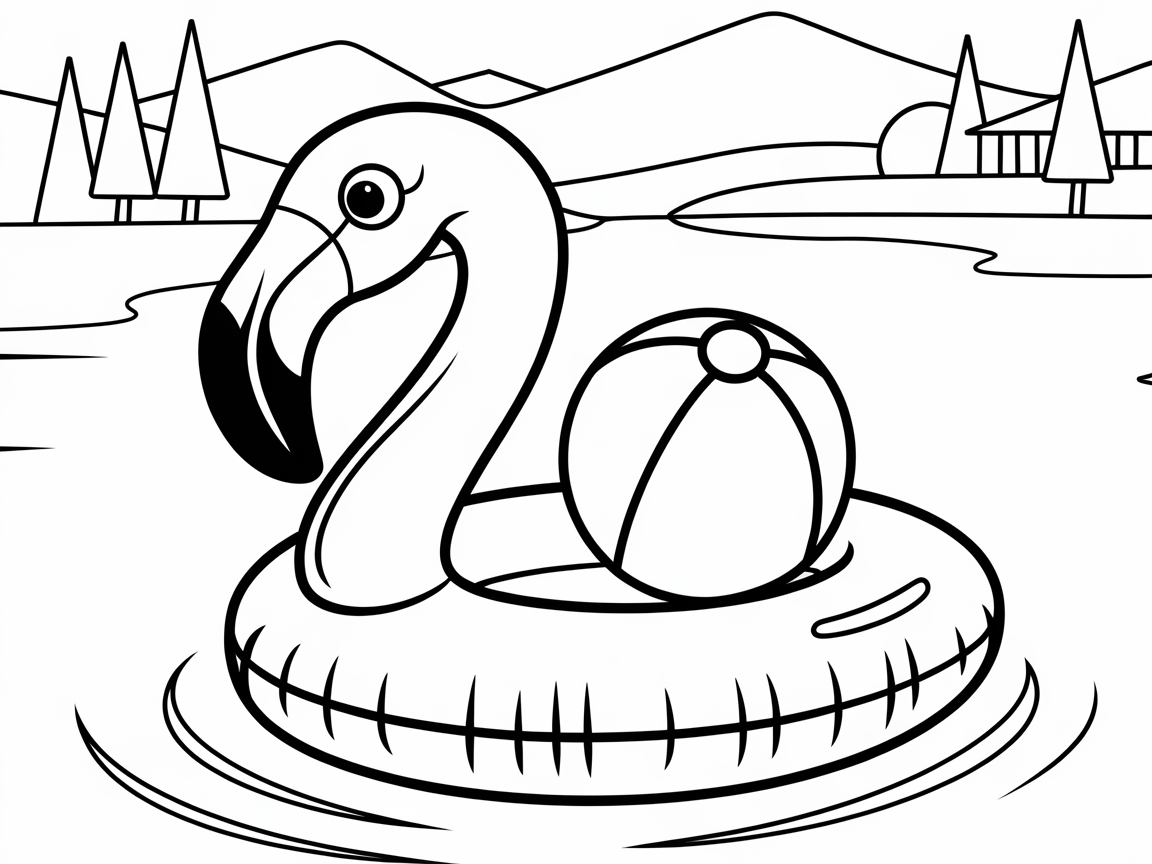 Flamingo and Beach Ball Lake Adventure