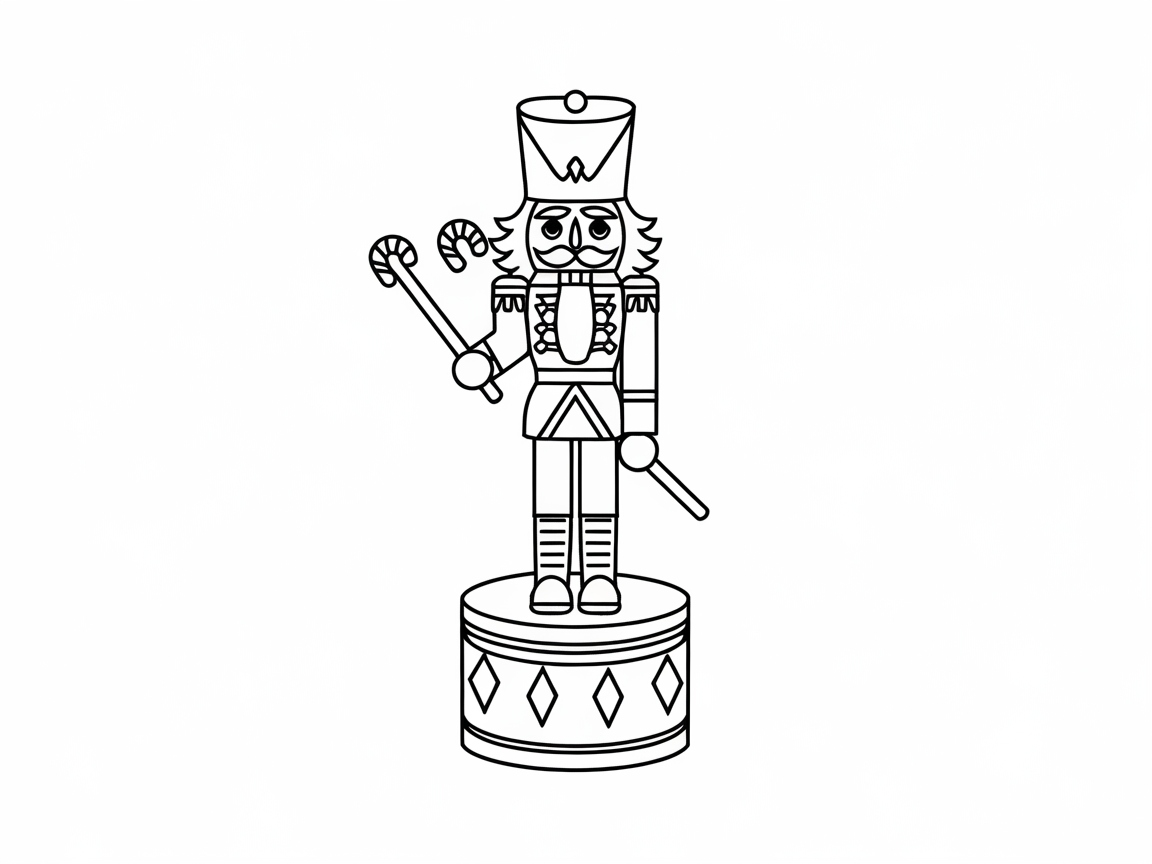 Nutcracker on a Drum with Candy Canes