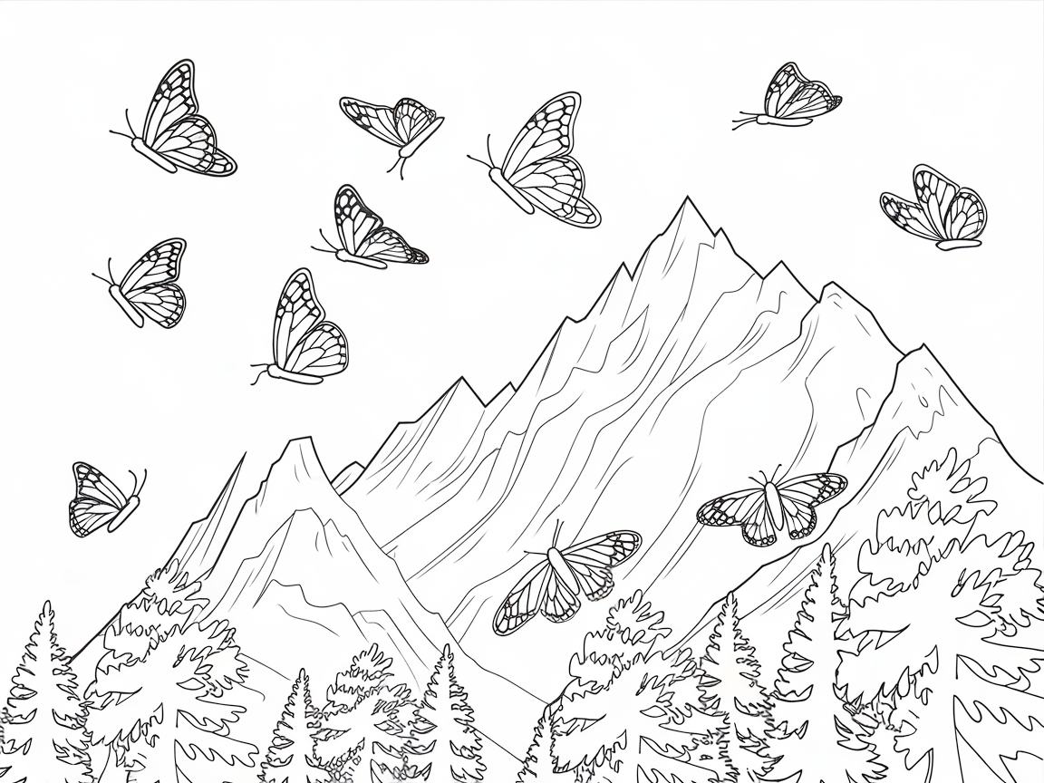 Majestic Butterflies Over Mountain Peaks