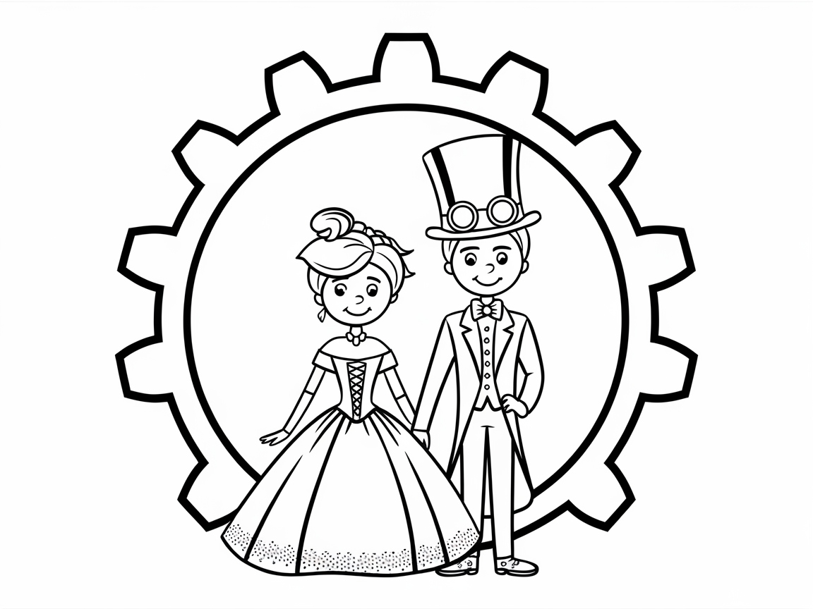 Steampunk Wedding Page with Gear Background