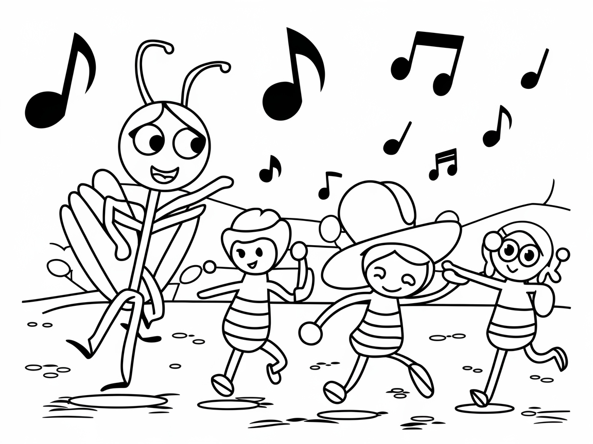 Bee Dance Party with Musical Notes