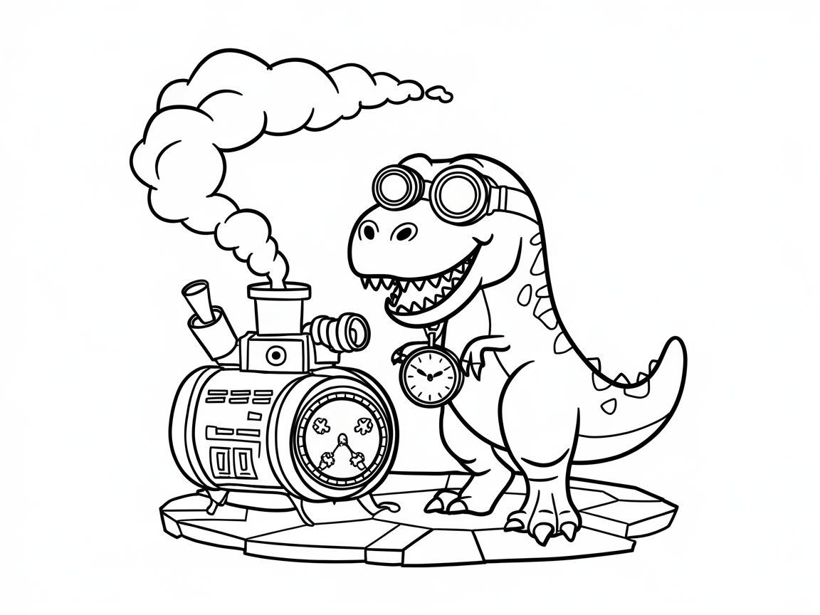 Steam Up Adventure with This Time-Traveling T-Rex!