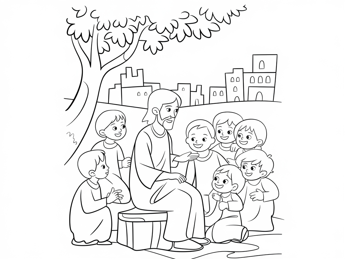 A Heartwarming Scene of Jesus with the Children