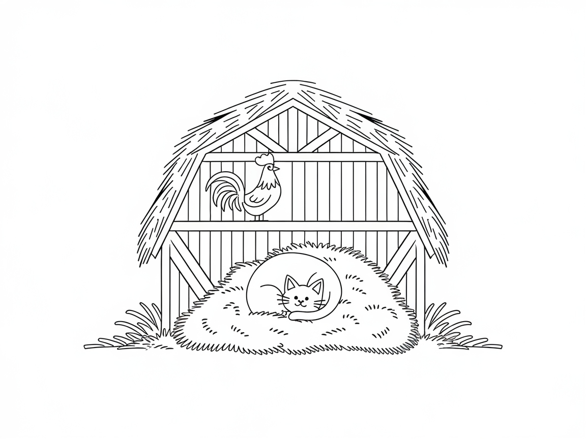 Tranquil Barnyard Cat Nap