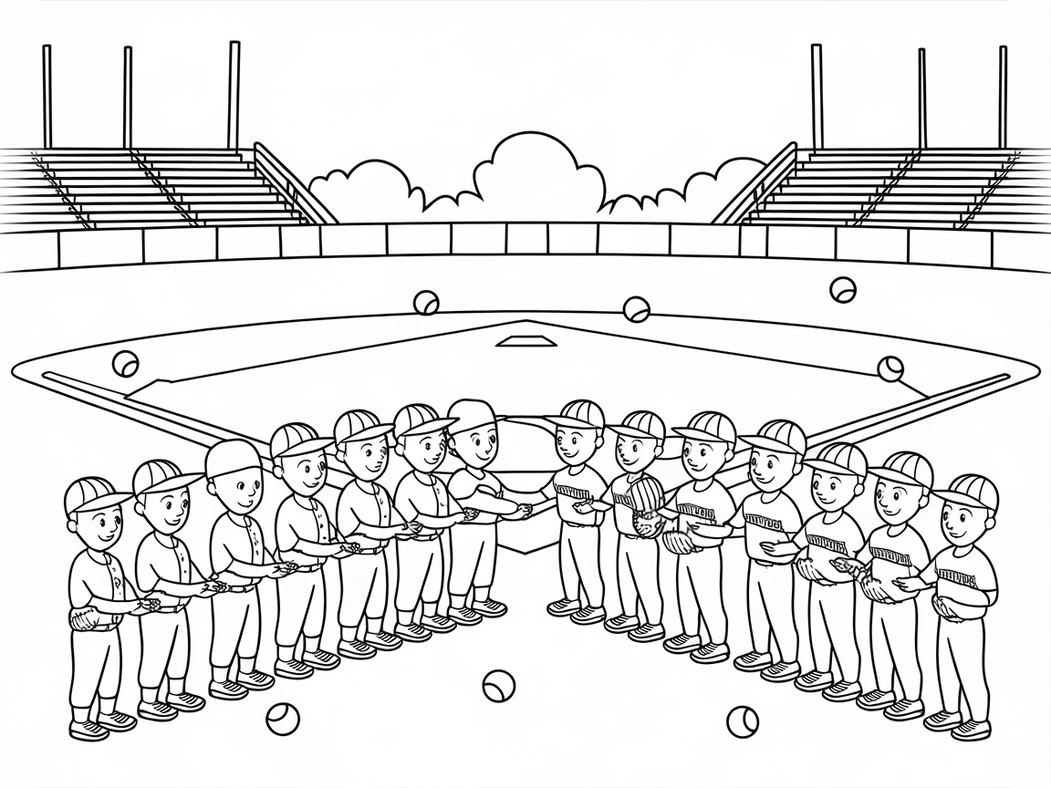 Line Up for Fun with This Baseball Team Coloring Page