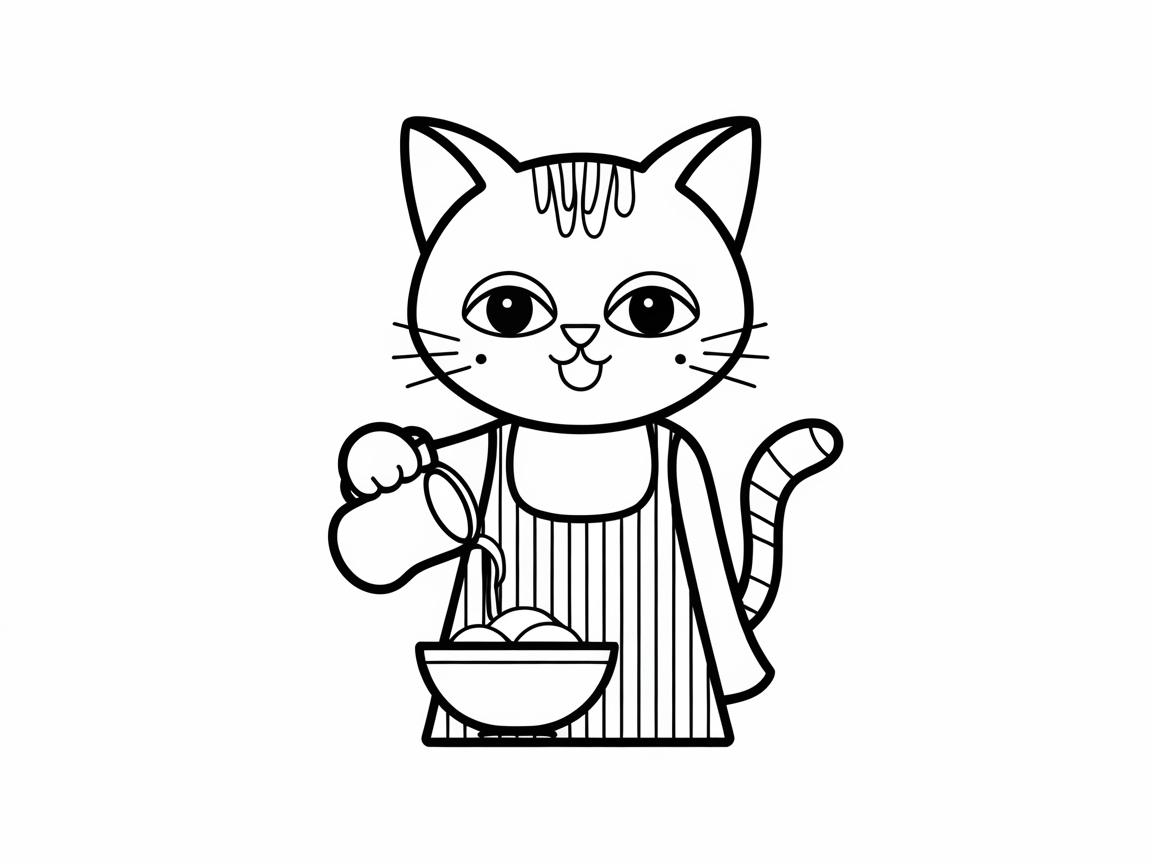 Chef Cat Whipping Up Sweet Treats