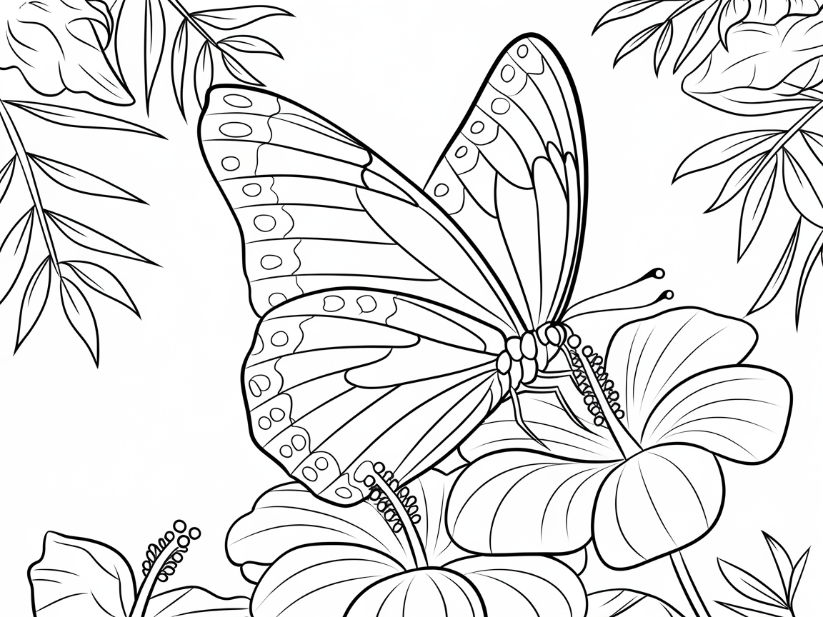 Butterfly Amidst Hibiscus Blooms