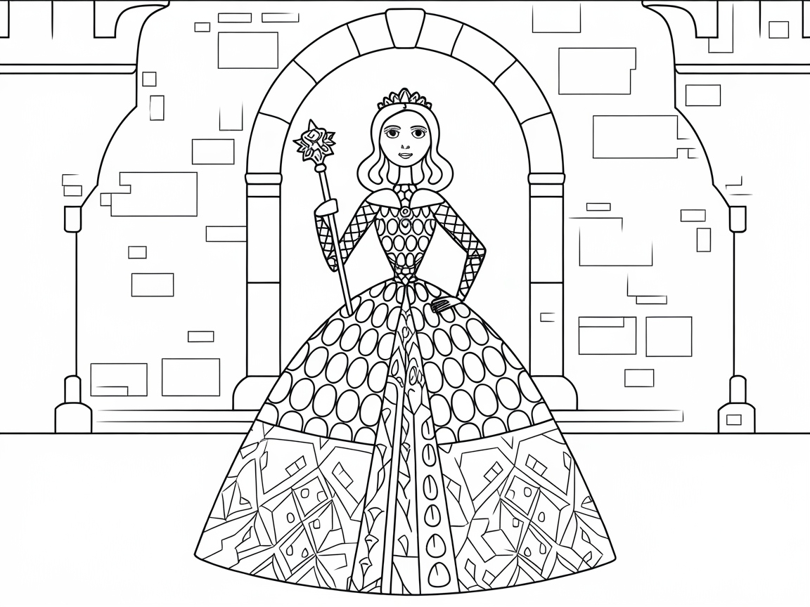 Step into Royalty with This Geometric Princess Page