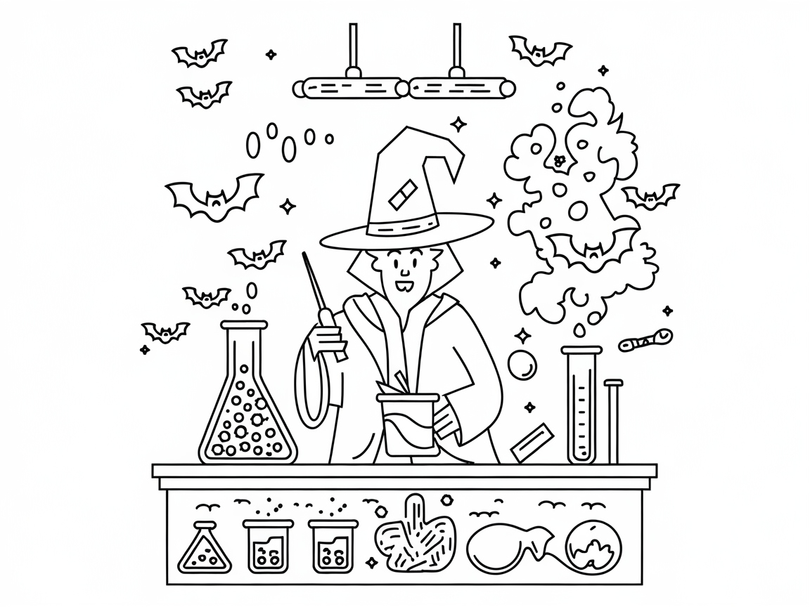 Witchy Chemist Brewing Up Halloween Magic