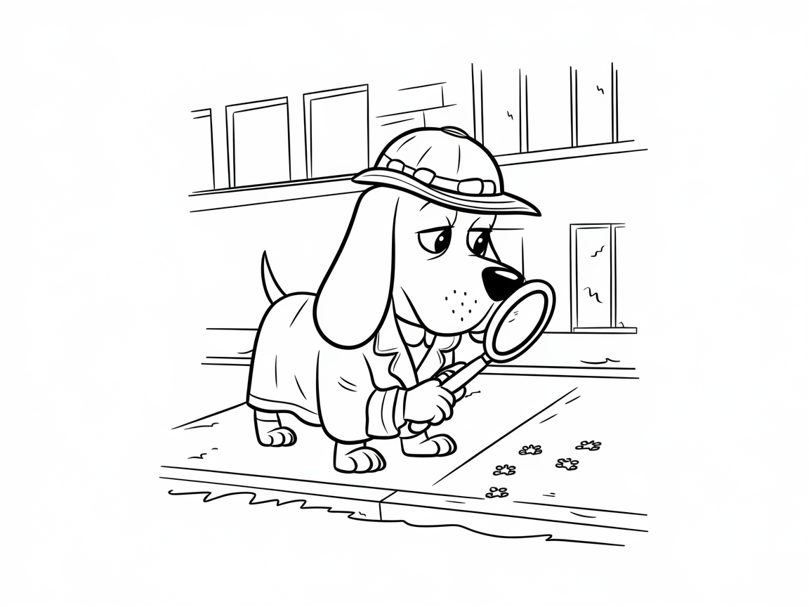 Detective Basset Hound on a Case