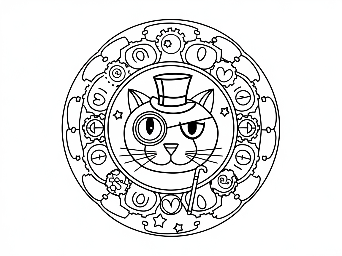 Get Sophisticated with This Steampunk Cat Mandala
