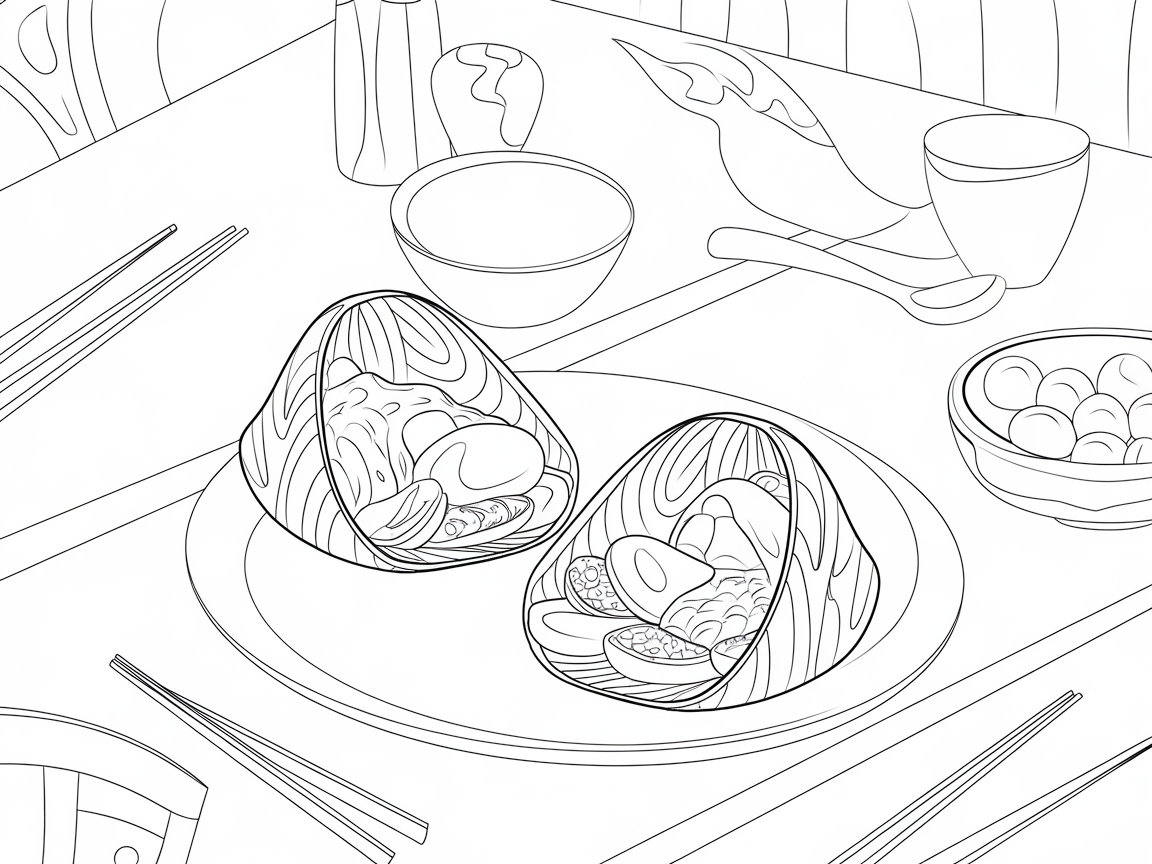 Traditional Zongzi Feast Coloring Page