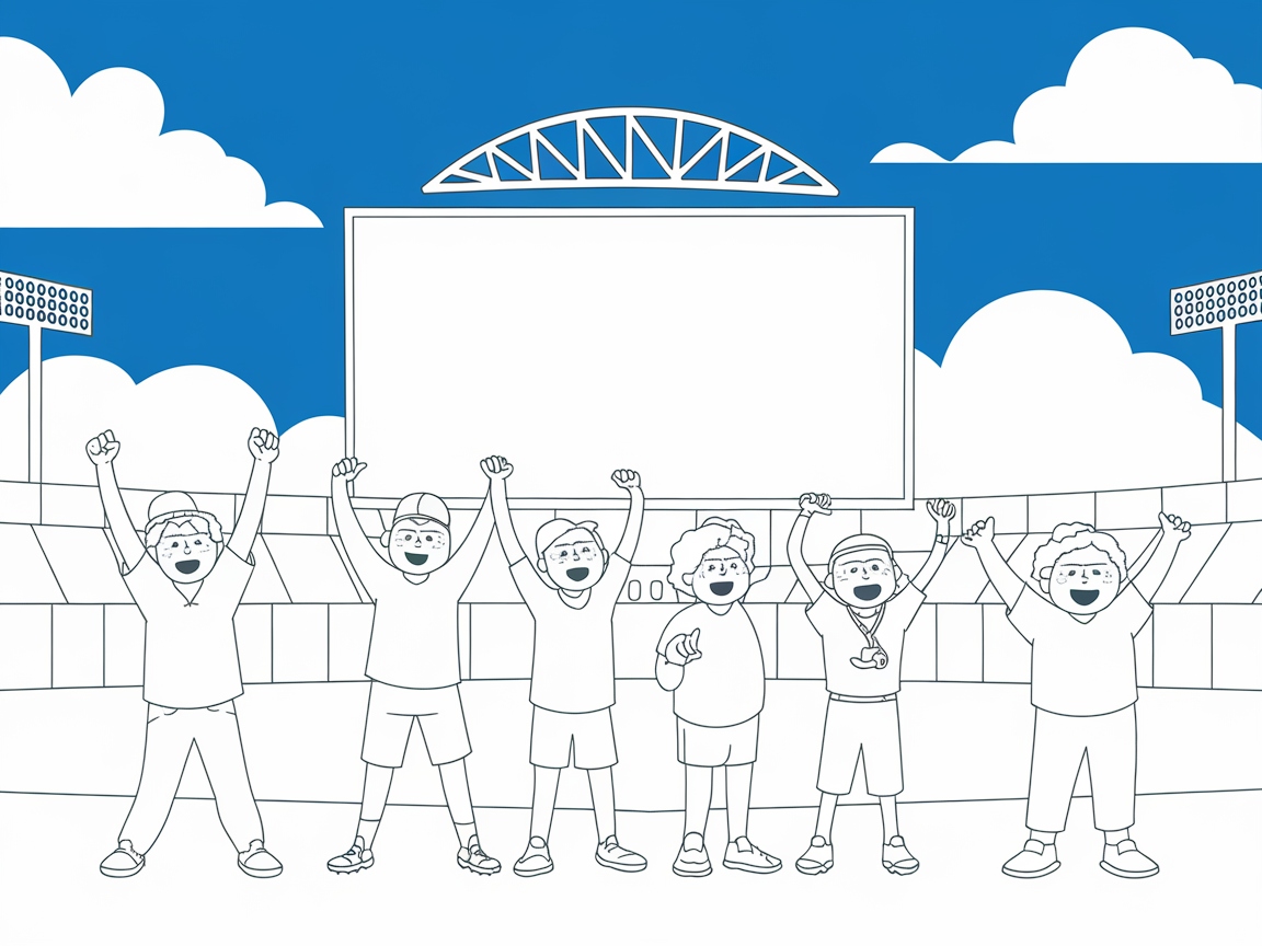 Celebrate with This Joyful Ballpark Crew Coloring Page