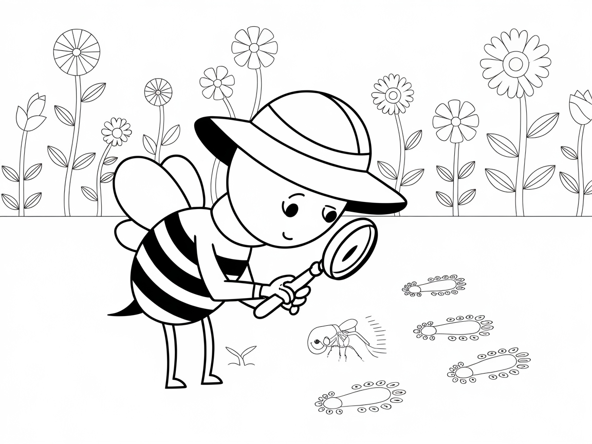 Detective Bee on a Garden Adventure